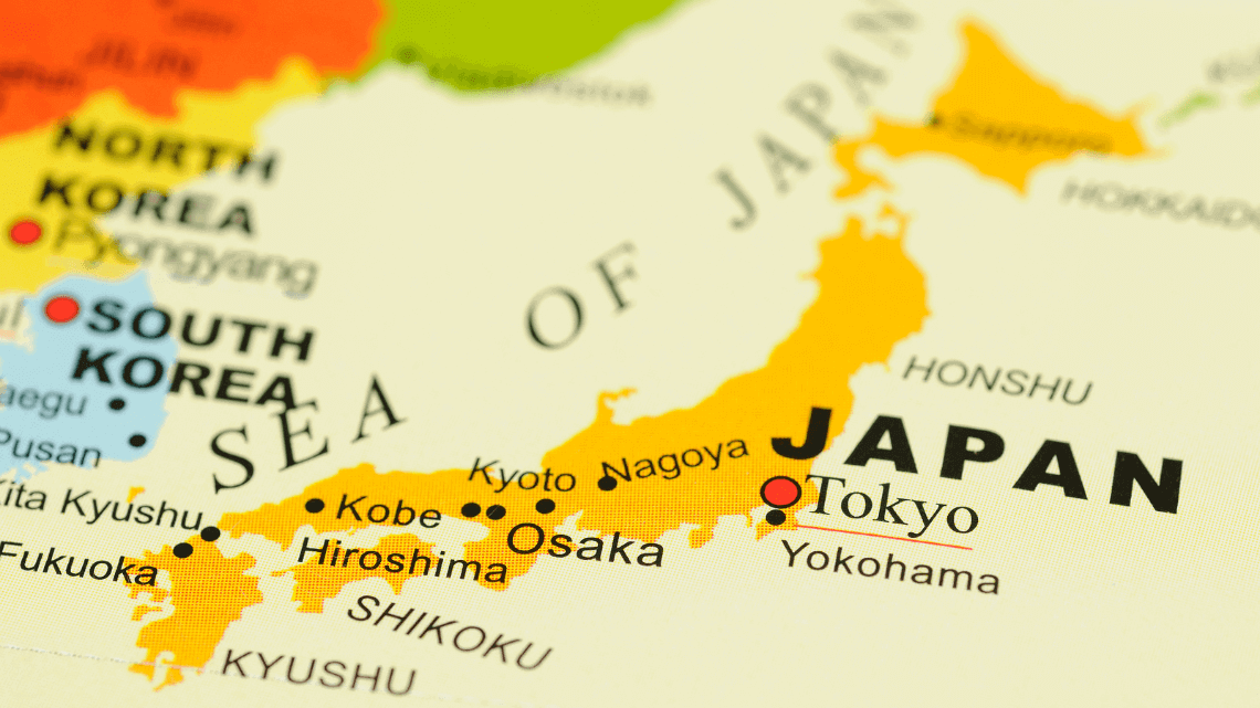 一张简单的日本地图