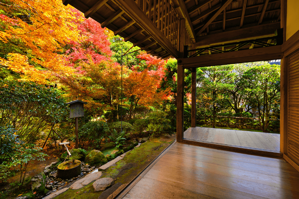 Eikando寺庙在日本京都,是一个特别著名的地方看到了秋天的颜色