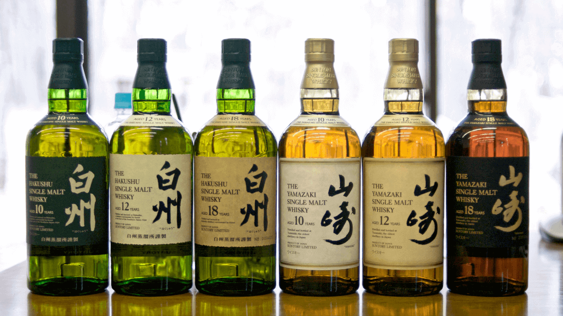 六瓶白须山崎单一麦芽日本威士忌